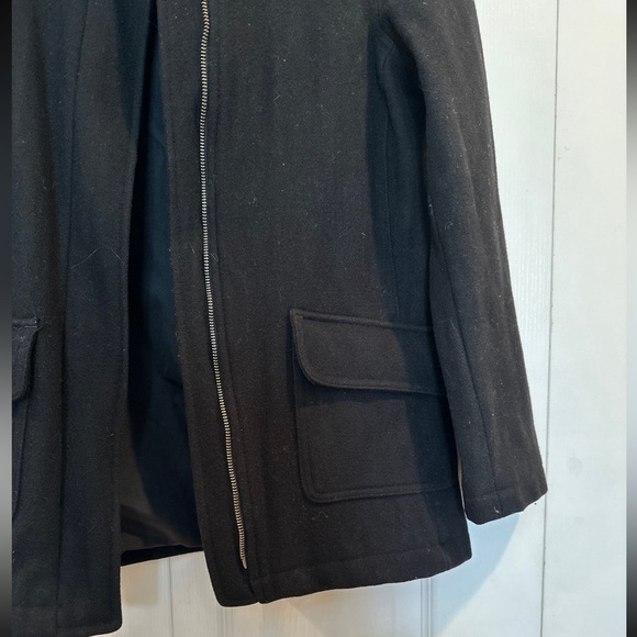 Old Navy black hooded wool blend Coat womens - Picture 2 of 6